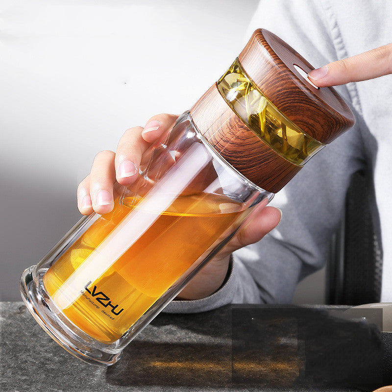 Double-Layer Glass Men's Household Drinking Water Filter Water Cup