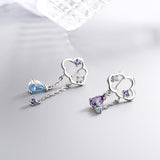 Asymmetric fringed water drop ear stud