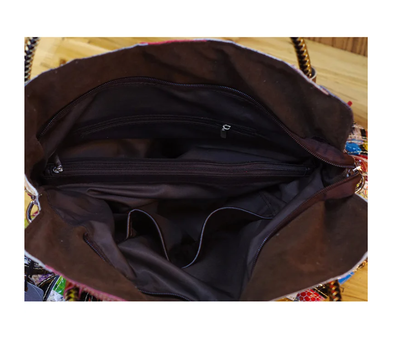 Leather Snake Fringe Stripes Random Color Woven Ethnic Style Shoulder Crossbody women's Bag