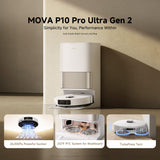 Mova P10 Pro Ultra Gen 2 Robot Vacuum and Mop, 26,000Pa Suaction, 212°F Hot Water Auto Mop Washing, 1-Hour Hot Air Drying, Extenable Mop, All-in-One Dock, Triple Anti-Tangle System for Home