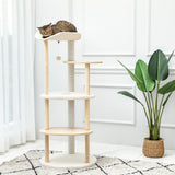 Arbre à Chat en Bois de Luxe, Nid de Chaton, Tour d'Escalade avec Poteau à Gratter, Plateforme de Jeu, Maison