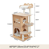 Arbre à Chat en Bois de Luxe, Nid de Chaton, Tour d'Escalade avec Poteau à Gratter, Plateforme de Jeu, Maison