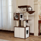 Arbre à Chat en Bois de Luxe, Nid de Chaton, Tour d'Escalade avec Poteau à Gratter, Plateforme de Jeu, Maison