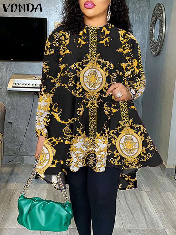 Fashion Party Tops 2023 Women Elegant Office Blouse Summer Printe Shirts Beach Tops Casual Bohemian Oversize Tunic Baggy
