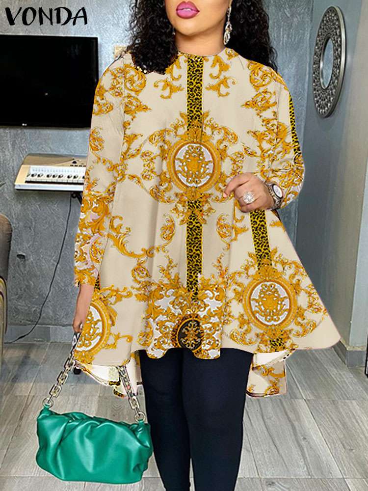 Fashion Party Tops 2023 Women Elegant Office Blouse Summer Printe Shirts Beach Tops Casual Bohemian Oversize Tunic Baggy