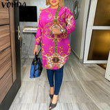 Fashion Party Tops 2023 Women Elegant Office Blouse Summer Printe Shirts Beach Tops Casual Bohemian Oversize Tunic Baggy