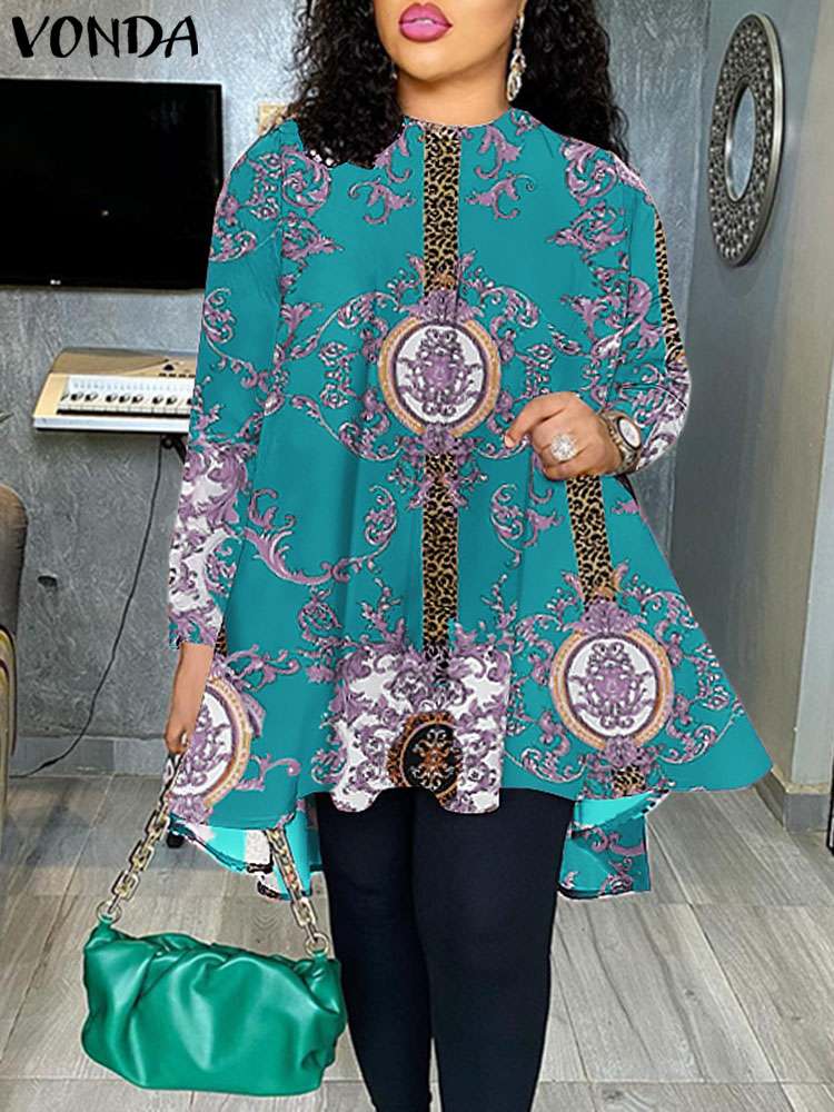 Fashion Party Tops 2023 Women Elegant Office Blouse Summer Printe Shirts Beach Tops Casual Bohemian Oversize Tunic Baggy