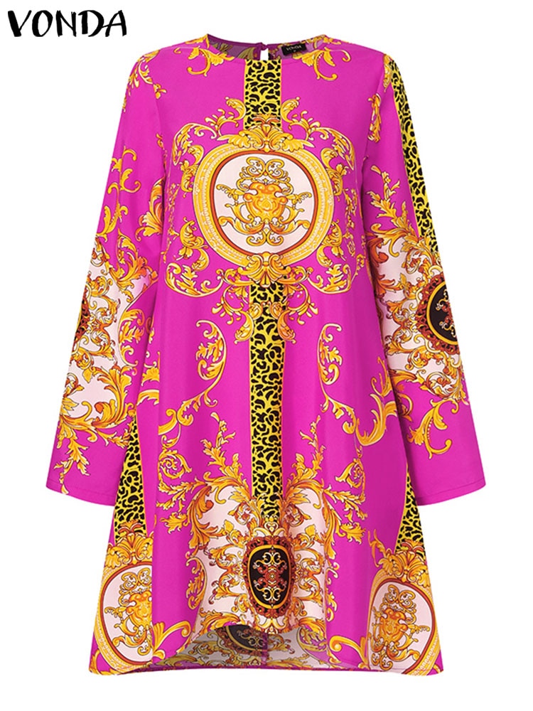 VONDA Fashion Party Tops 2023 Women Elegant Office Blouse Summer Printe Shirts Beach Tops Casual Bohemian Oversize Tunic Baggy