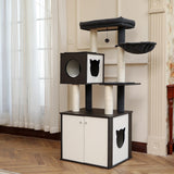 Arbre à Chat en Bois de Luxe, Nid de Chaton, Tour d'Escalade avec Poteau à Gratter, Plateforme de Jeu, Maison