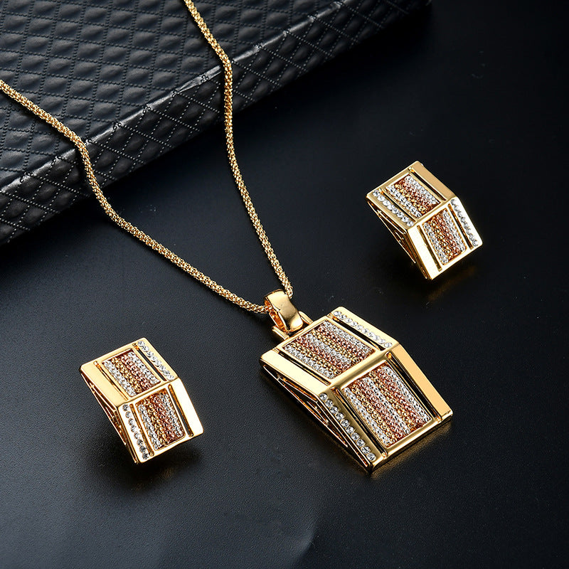 Exaggerated Jewelry Series Square Alloy Two-piece Jewelry