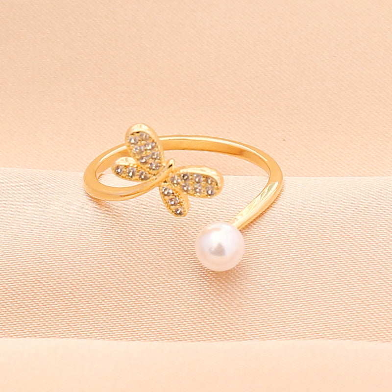 Full Diamond Lightning Angel Butterfly Ring Female Personality Trend Fashion Jewelry
