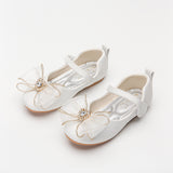 Spring New Girls' Single Shoes Cute Bow Rhinestone Soft Sole Flat Shoes