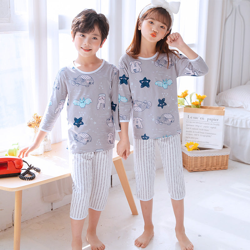 Children Pajamas Boys Summer Thin Cotton Boys Girls