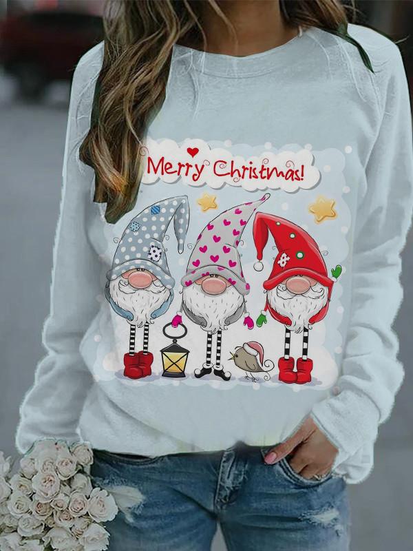 Popular ladys landscape print long-sleeved T-shirt top