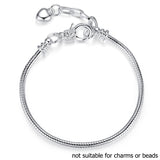 BAMOER 5 Style Silver Color LOVE Snake Chain Bracelet & Bangle 16CM-21CM Pulseras Lobster PA1104