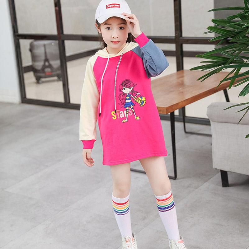 Girls Long Sleeve Tops 2022 Spring Cartoon Print Toddler Baby Hoodies  2-8 Year Tee T-shirt Cotton Children Autumn Outfit