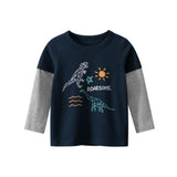 New Spring Children's Clothing Boy T-shirt Wholesale Big Dinosaur Pattern Baby Clothing Mother Kids Clothes With Cotton T