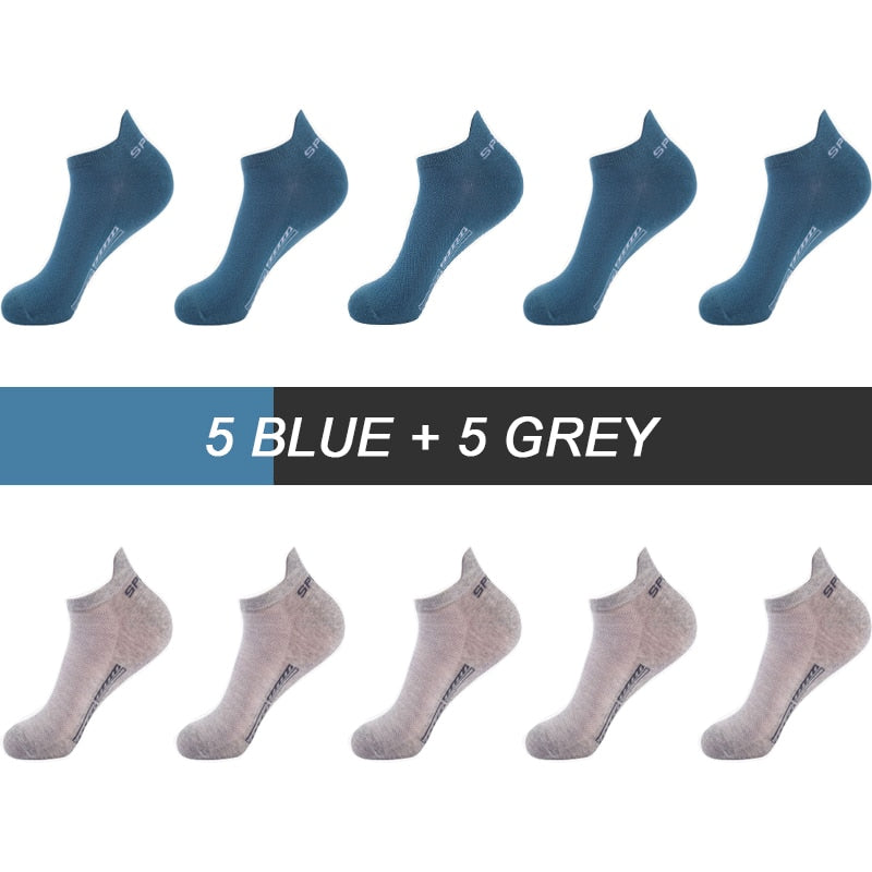 10Pairs High Quality Men Ankle Socks Breathable Cotton Sports Socks Mesh Casual Athletic Summer Thin Cut Short Sokken Size 38-48