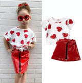 New Toddler Kids Baby Girl Valentine 's Day Clothes Long Sleeve Love Heart Printed Shirt Tops Tutu Skirt 2Pcs Outfits Set