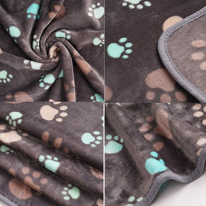 Pet Dog Bed Blanket Soft Fleece Cat Cushion Blanket Winter Warm Paw Print Pet Cats Cover Blanket For Small Medium Large Dogs Mat