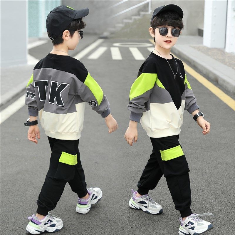 Children's Clothing Sets Boys' Autumn Big Baby Coat+pant Two-piece Sport Suit 4-12 Ages Kids Boutique Clothes Wholesale