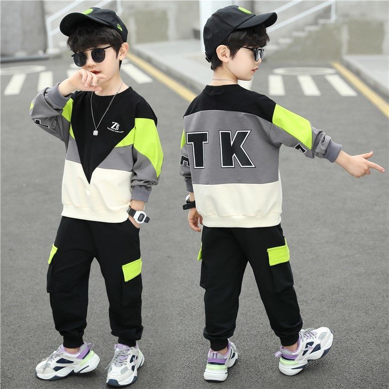 Children's Clothing Sets Boys' Autumn Big Baby Coat+pant Two-piece Sport Suit 4-12 Ages Kids Boutique Clothes Wholesale