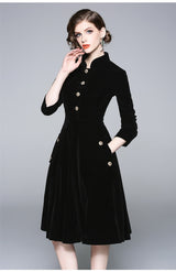 ZUOMAN Women Autumn & Winter Elegant Velvet Dress Festa High Quality Vintage Party Robe Femme A-Line Designer Black Vestidos