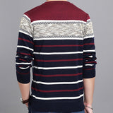 Covrlge New Spring Autumn Casual Men's Sweater O-Neck Striped Slim Knittwear Mens Sweaters Pullovers Pullover Men M-3XL MZM050