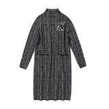Autumn Winter Vintage Striped Knitting Pullovers 2023 Women Elegant Bodycon Sweaters Casual 3XL Wool Sweater Dresses