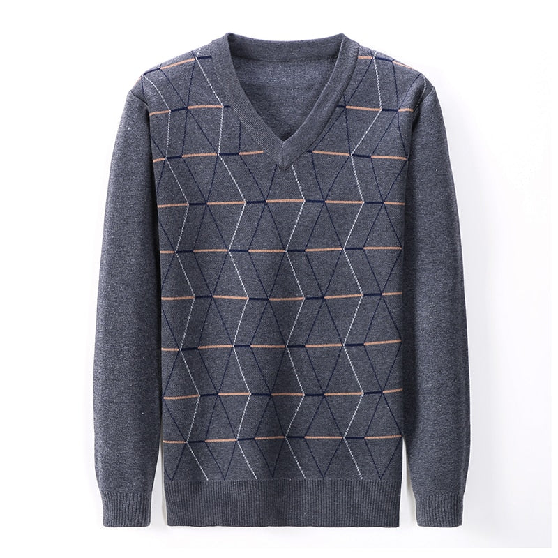 New Fashion Brand Sweater For Mens Pullovers V Neck Slim Fit Jumpers Knit Thick Warm Autumn Korean Style Casual Clothing Men