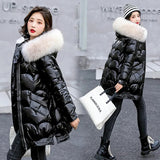 Women Winter Jacket Parkas 2021 New Fashion Fur Collar Hooded Thick Warm Parkas Casual Female Long Snow Wear Coat Outwear