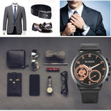 Luxury Rose Gold Men's Watch Leather Card Credit Holder Wallet Fashion Sunglasses Sets for Men Unique Gift for Boyfriend Husband