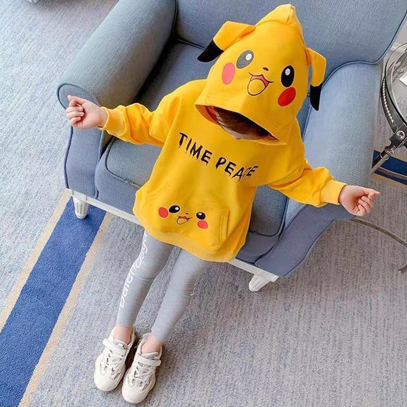 2 Pcs Kids Clothes Girl Spring Autumn Cartoon Pull Sleeve Tracksuit 2 5 7 8 10 12 14 Years Hoodies Top + Pants Sportswear Sets