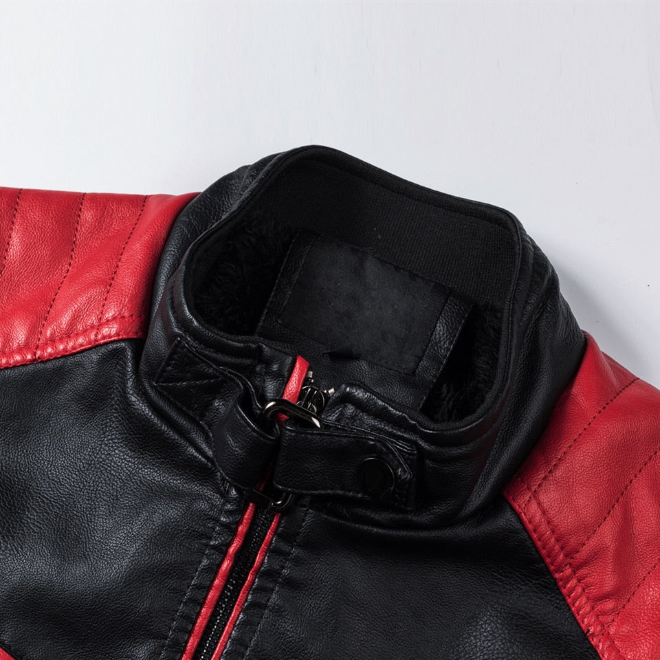 Ucrazy Men 2023 Winter Casual Motor Spliced Leather Jacket Coat Men Autumn Fashion Biker Vintage Warm Leather Jacket Coat Men