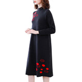 Black Korean Vintage Midi Sweater Dress Autumn Winter Knitted Cotton Thick Warm Sweaters 2023 Elegant Bodycon Turtleneck Sweater