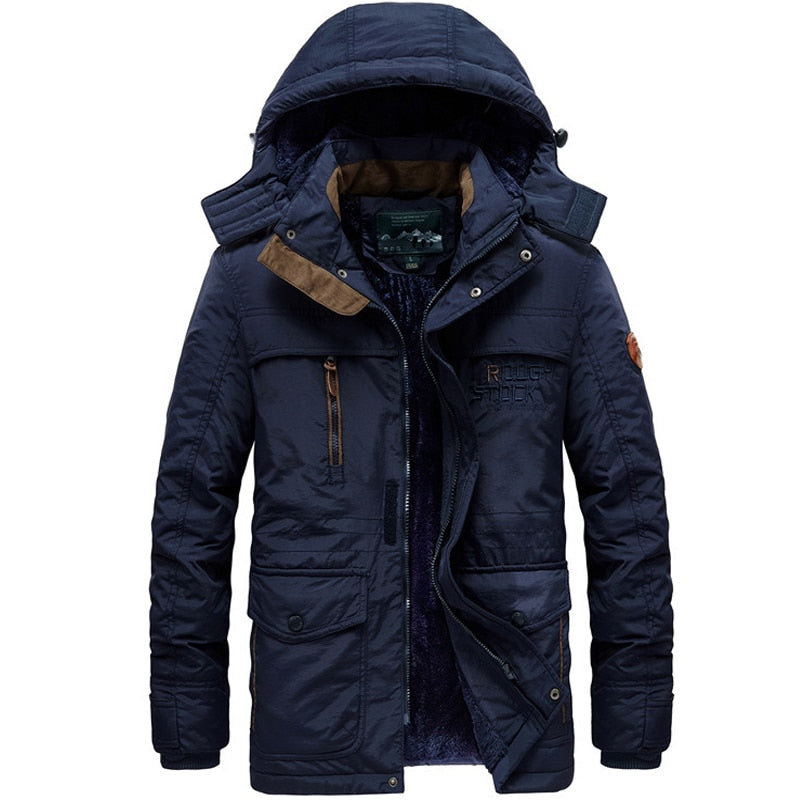 Winter parka men jacket Mens Plus velvet Men Hooded Windbreaker coats men's casual warm jackets coat Detachable hat L-6XL 8186