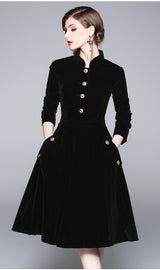 ZUOMAN Women Autumn & Winter Elegant Velvet Dress Festa High Quality Vintage Party Robe Femme A-Line Designer Black Vestidos