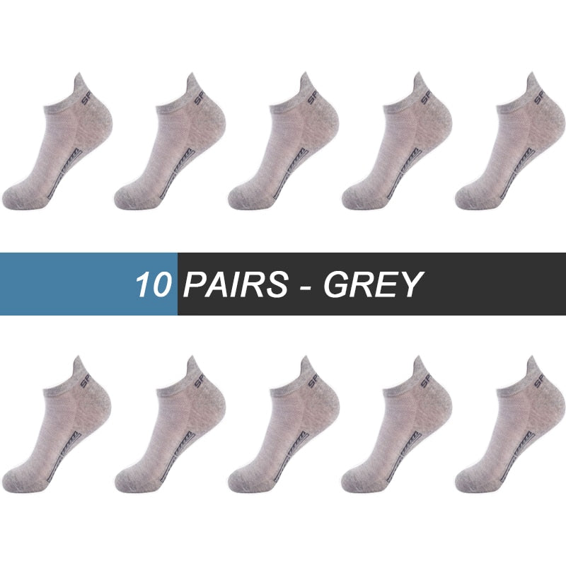 10Pairs High Quality Men Ankle Socks Breathable Cotton Sports Socks Mesh Casual Athletic Summer Thin Cut Short Sokken Size 38-48