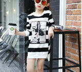 2022 children's clothing girls autumn long-sleeve T-shirt child 100% cotton beads round neck T-shirt basic shirt