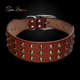 Cool Rivets Studded Best Genuine Leather Pet Dog Collars For Small Medium Large Dogs Black Brown Boxer Bulldog Pitbull XS S M L