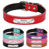Leather Dog Collar Inner Padded Custom Personalized Dog Collars with Engraved Nameplate ID Tag For Small Medium Dogs