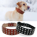 Cool Rivets Studded Best Genuine Leather Pet Dog Collars For Small Medium Large Dogs Black Brown Boxer Bulldog Pitbull XS S M L