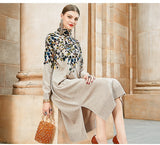 ZUOMAN Autumn 2022 retro casual print loose dress winter high collar long sleeve dress women's elegant bodycon party Vestido