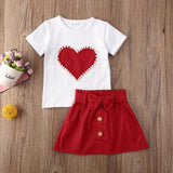 New Toddler Kids Baby Girl Valentine 's Day Clothes Long Sleeve Love Heart Printed Shirt Tops Tutu Skirt 2Pcs Outfits Set