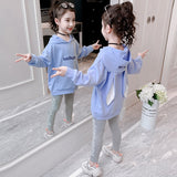 2 Pcs Kids Clothes Girl Spring Autumn Cartoon Pull Sleeve Tracksuit 2 5 7 8 10 12 14 Years Hoodies Top + Pants Sportswear Sets