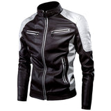 Ucrazy Men 2023 Winter Casual Motor Spliced Leather Jacket Coat Men Autumn Fashion Biker Vintage Warm Leather Jacket Coat Men