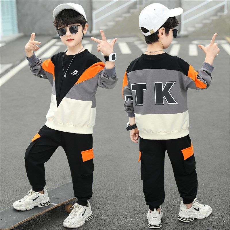 Children's Clothing Sets Boys' Autumn Big Baby Coat+pant Two-piece Sport Suit 4-12 Ages Kids Boutique Clothes Wholesale