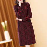 Autumn Winter Vintage Striped Knitting Pullovers 2023 Women Elegant Bodycon Sweaters Casual 3XL Wool Sweater Dresses