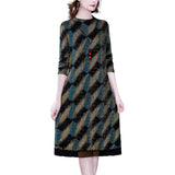 Women Knitted Striped Midi Dresses Autumn Winter Plus Velvet Thick Warm Dress 2023 Korean Vintage Elegant Loose Waist Vestidos
