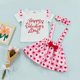 New Toddler Kids Baby Girl Valentine 's Day Clothes Long Sleeve Love Heart Printed Shirt Tops Tutu Skirt 2Pcs Outfits Set